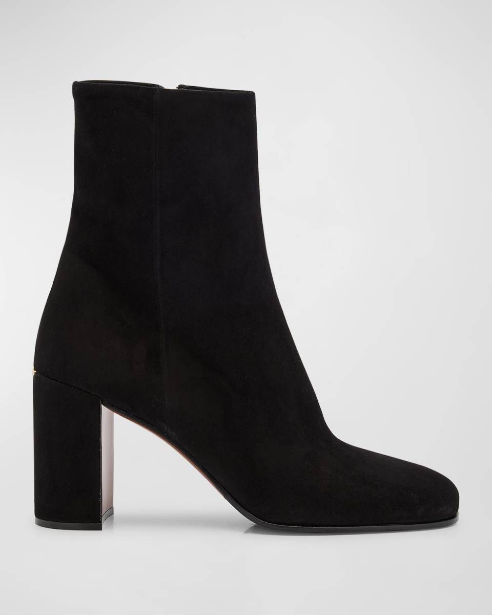 Suede Block-Heel Ankle Boots